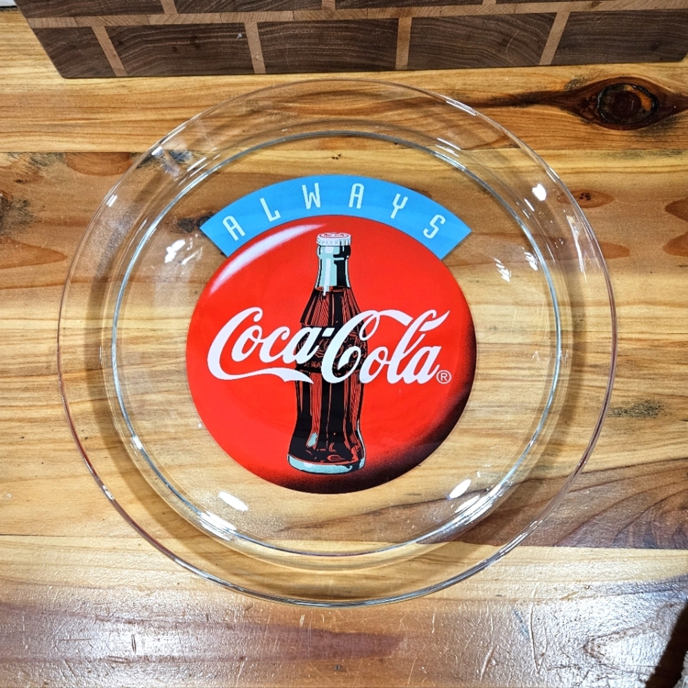 Coca-Cola Coke Clear 13" Glass Round Large Serving Platter Dish